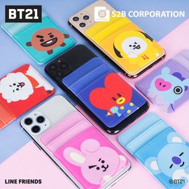 [S2B] BT21 Card Pocket _Cell Phone Card Holder Pocket  for iPhone, SAMSUNG Galaxy Android All Smartphones Made in Korea